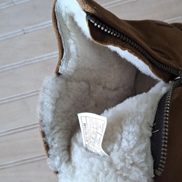 UGG Abree 1016548 Mini Sheepskin Chestnut Suede Side Zip Ankle Boots - Picture 8 of 13